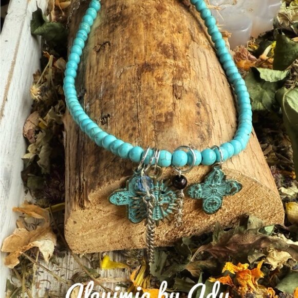 Turquoise cross multi pendant necklace - Picture 1 of 3